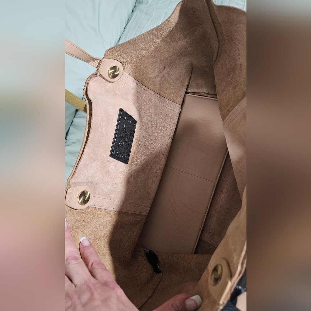 Sharif Pink and Gold Iridescent Tote Bag W/wallet & Dusty - Picture 11 of 16